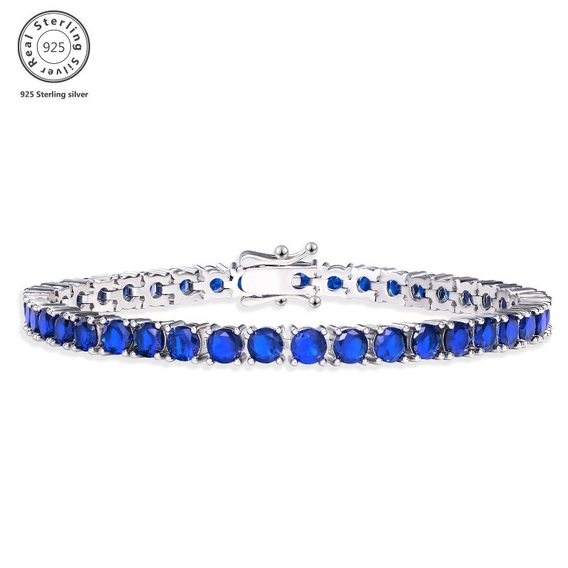 925 Silver, Artificially Synthesized Created-Sapphire Women's Bracelet, Containing 7g Silver, with A Deep Blue Artistic Atmosphere, The Best Gift for Daily Wear, Comes with An Exquisite Gift Box - Image 2