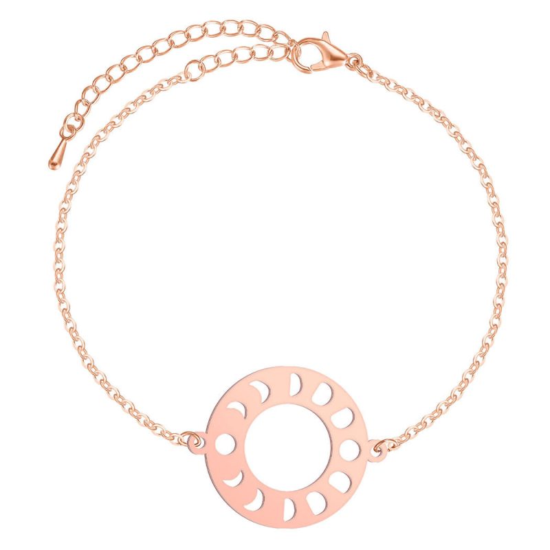 Stainless Steel Girls Bracelet Geometric Moon Phase Pendant Bracelet - Image 6