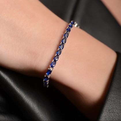 925 Silver, Artificially Synthesized Created-Sapphire Women's Bracelet, Containing 7g Silver, with A Deep Blue Artistic Atmosphere, The Best Gift for Daily Wear, Comes with An Exquisite Gift Box