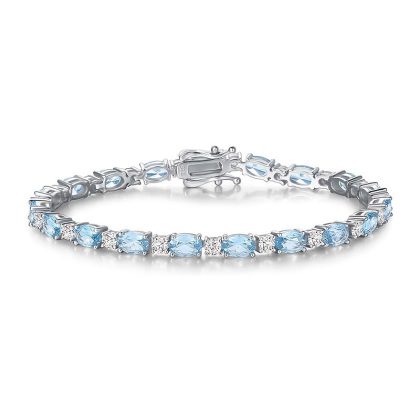 Silvery Sea Moissanite Box Tennis Chain Bracelet, Women's Bracelet, Jewelry Gift for Women, Gift for Girlfriend, Anniversary Gift, Holiday Gift, Easter Gift, Wedding Gift with Exquisite Gift Box