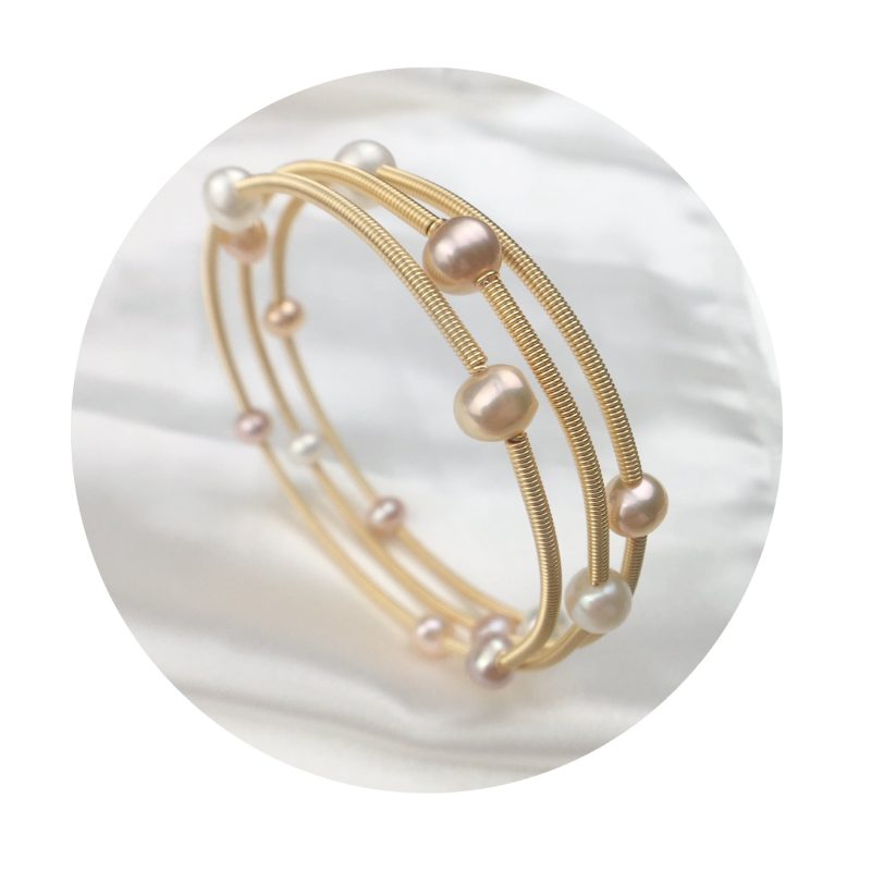 Girls' Colorful Pearl Three Circle Bracelet - Image 2