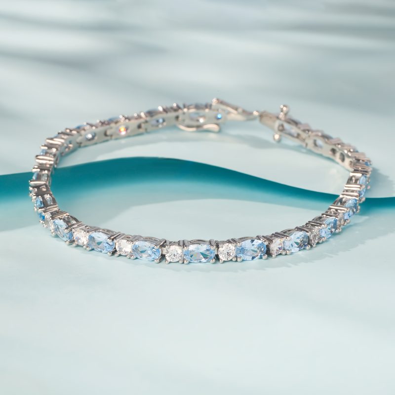 Silvery Sea Moissanite Box Tennis Chain Bracelet, Women's Bracelet, Jewelry Gift for Women, Gift for Girlfriend, Anniversary Gift, Holiday Gift, Easter Gift, Wedding Gift with Exquisite Gift Box - Image 2