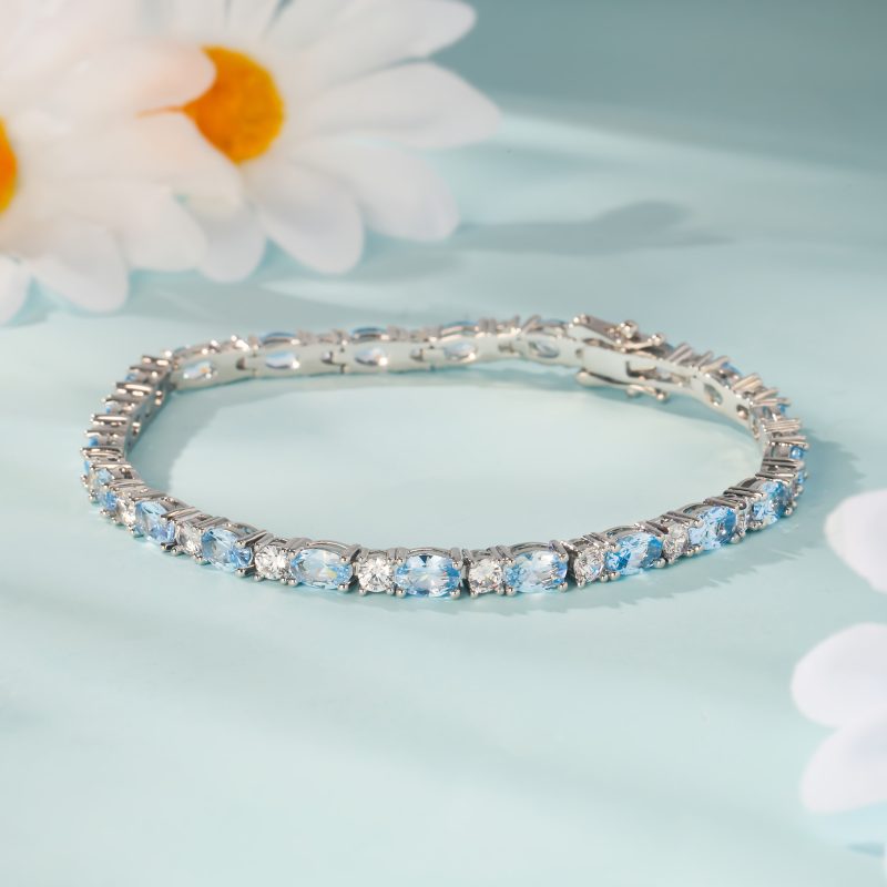 Silvery Sea Moissanite Box Tennis Chain Bracelet, Women's Bracelet, Jewelry Gift for Women, Gift for Girlfriend, Anniversary Gift, Holiday Gift, Easter Gift, Wedding Gift with Exquisite Gift Box - Image 3